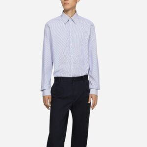 Dolce & Gabbana mens blue white pinstripe button down long sleeve collared shirt